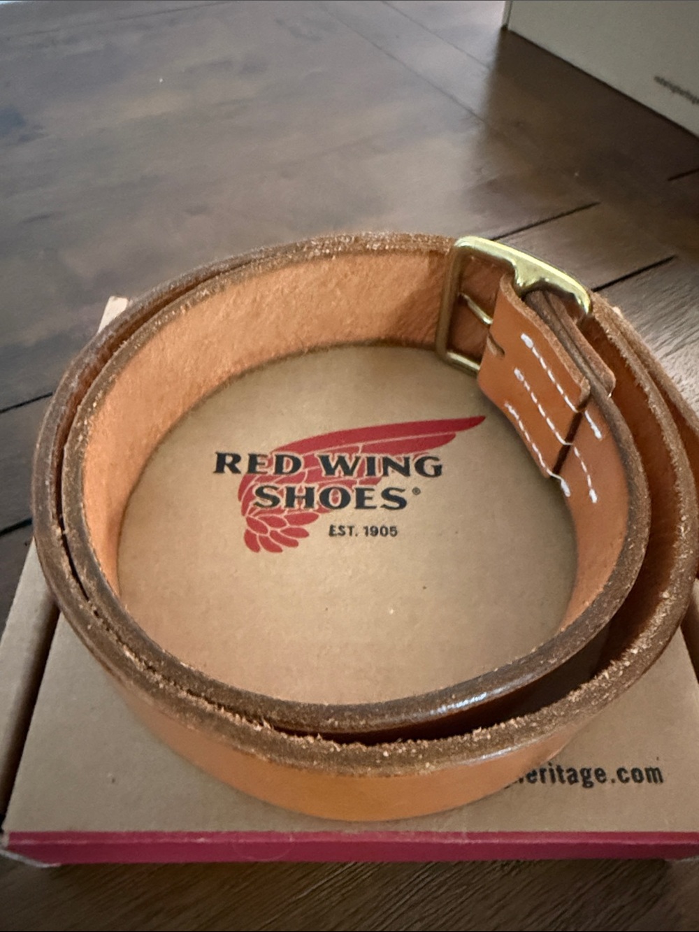 Red Wing Shoes Tan Brown Leather Belt with Brass Buckle